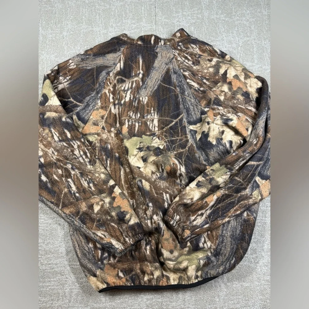 Vintage Cabalas Camo Button Down Pop Over Long Sleeve Fleece Hunting Sweatshirt
